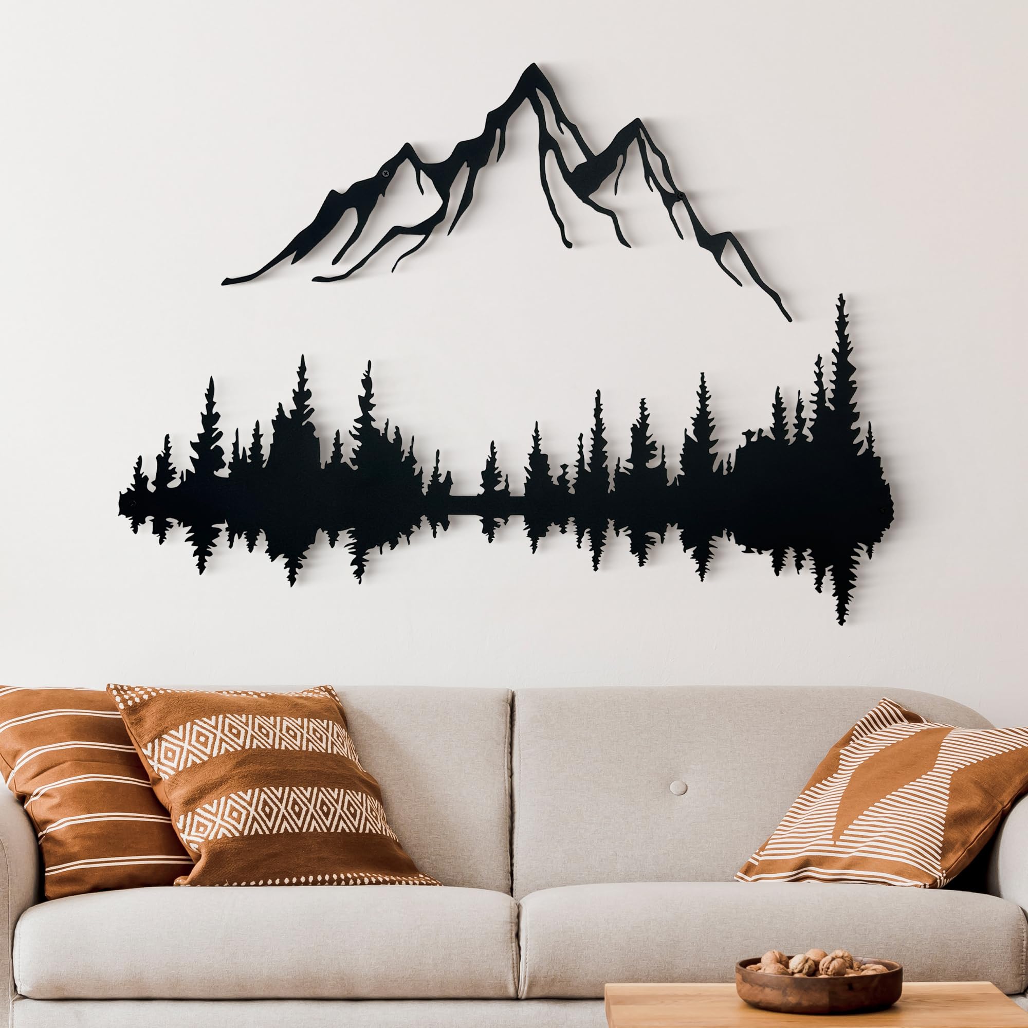 Wita Home Mountain and Forest Metal Wall Art, Wall Mounted Home Decor, Pine Trees Wall Art for Living Room, Bedroom or Office, Large Outdoor Wall