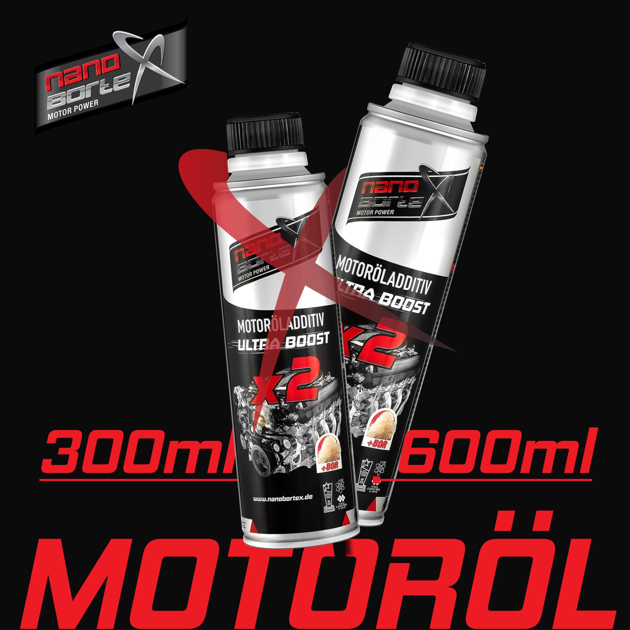 NanoBorTeX Ceramic Ultra-Boost Motoröladditiv 300ml - Hochleistungs-Keramik- und BOR-Verschleißschutz für weniger Reibung, höhere Motorlebensdauer, ruhigeres Motorverhalten & weniger Verbrauch