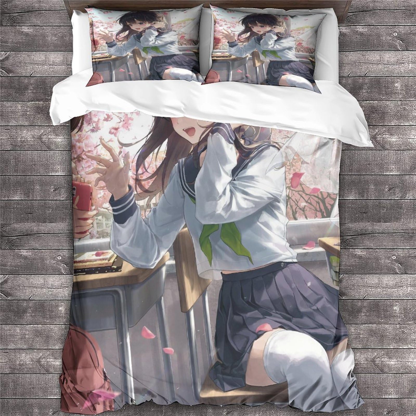 Ytponbcstug Girls Anime -3 Anime Duvet Cover Double Manga Pattern Bedding Set Soft Lightweight Microfiber Manga Quilt Cover With Zipper Closure Double（200X200cm）