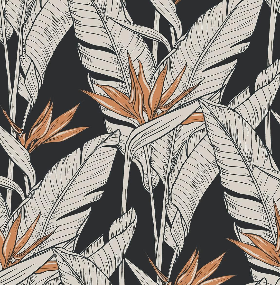NextWall Stacy Garcia Home Birds of Paradise Peel and Stick Wallpaper (Onyx & Metallic Copper)