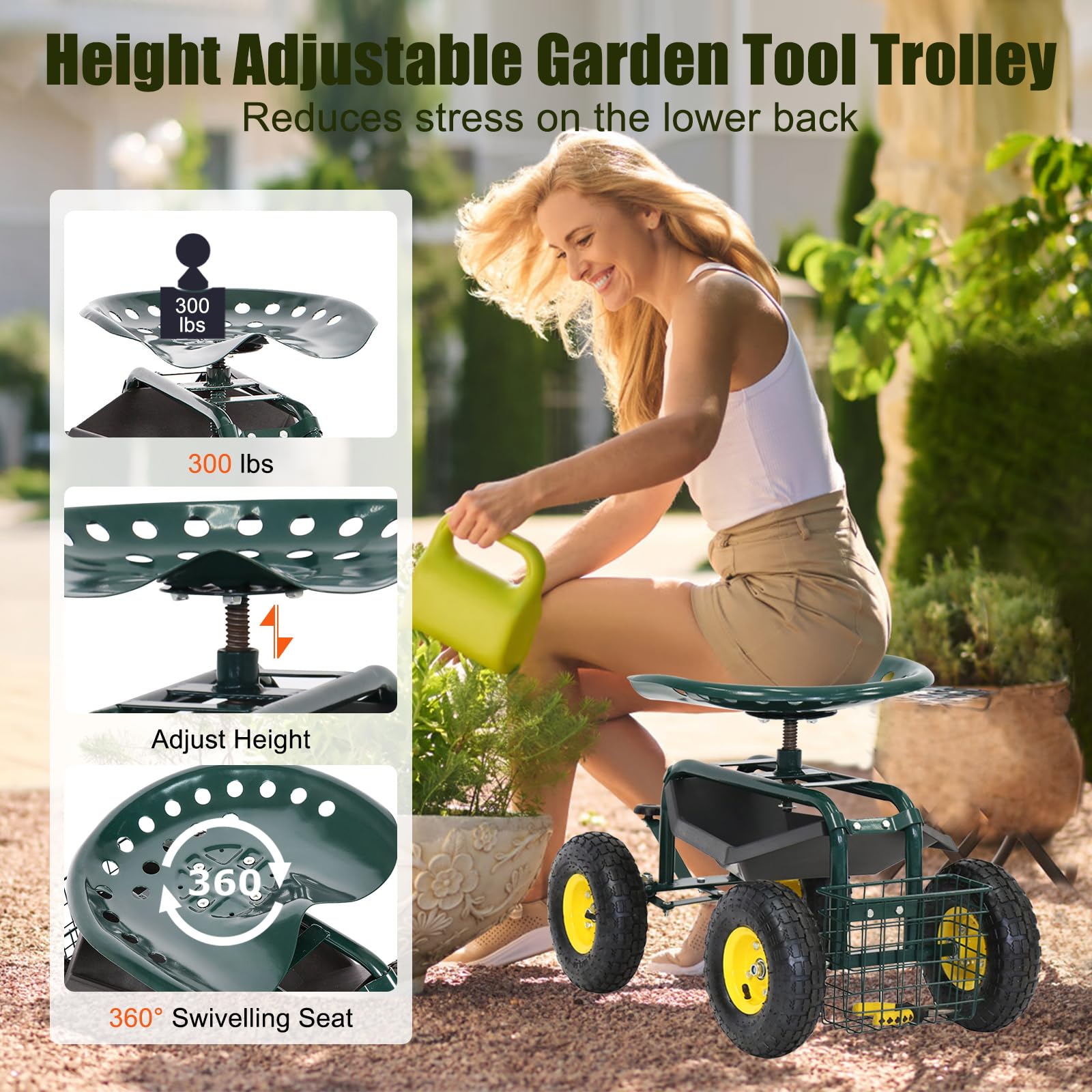 Amazon.co.jp: Kinsuite ガーデンカート ローリングワークシート 屋外