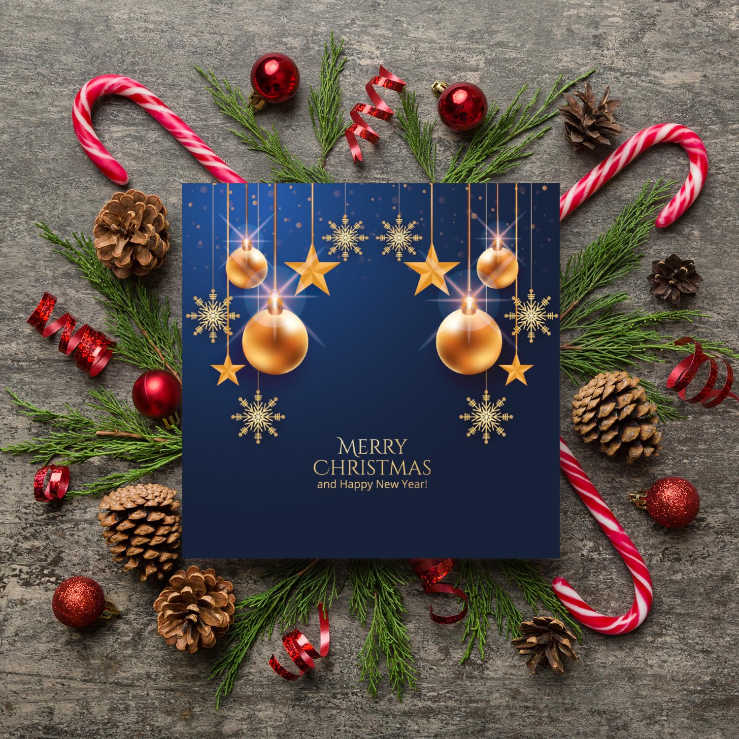 Lot de 30 cartes de Noël élégantes de qualité supérieure - 14,8 x 14,8 cm - Avec enveloppe - Pour entreprises - Cartes pliantes - Cartes de vœux pour Noël - Merry Christmas