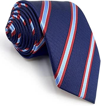 Cravatta Uomo Blu Navy Rigata - Microfibra Di Alta Qualit&agrave;, 147x8cm | Elegante Per Ufficio E Occasioni Formali