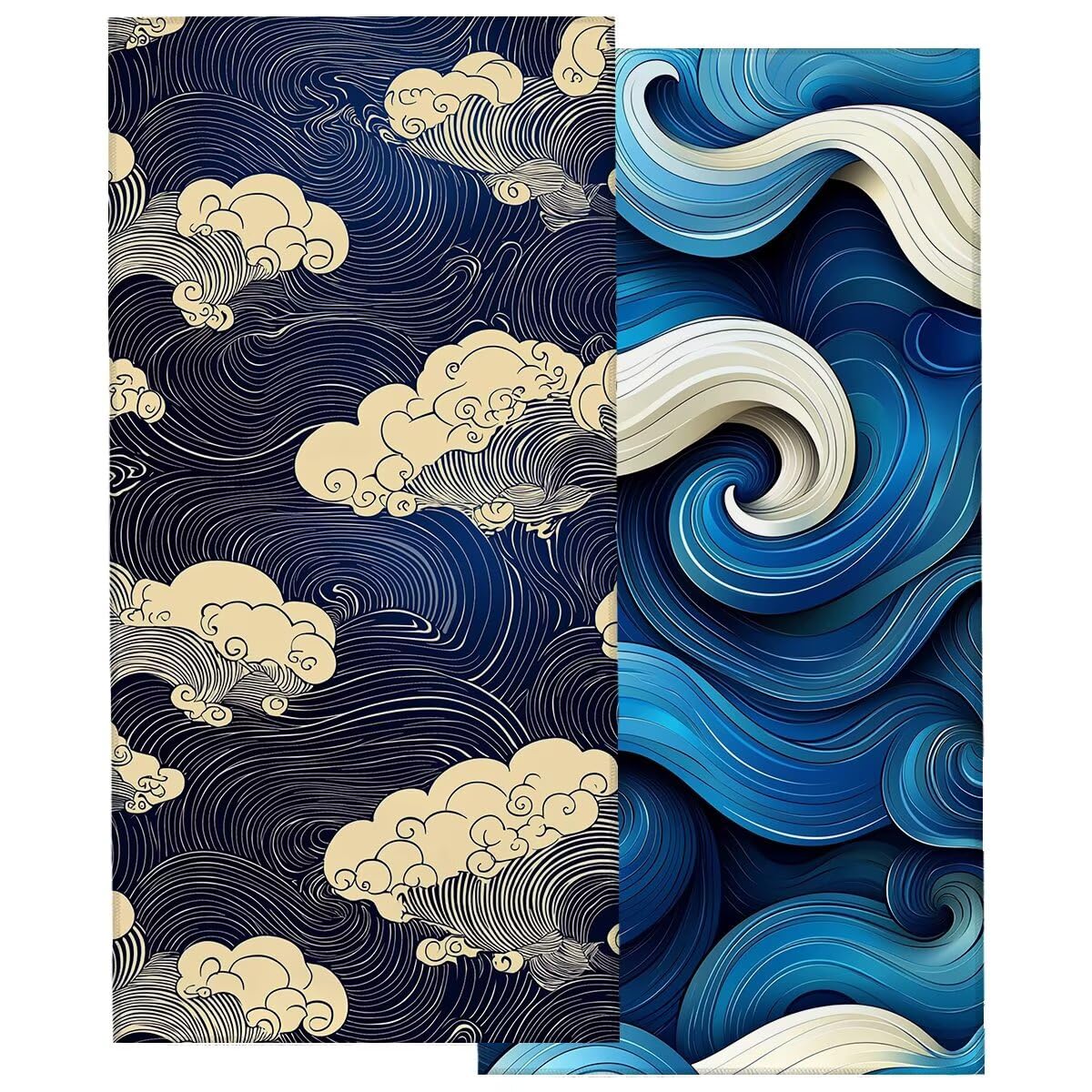 Ręcznik plażowy Cloud, 100 x 220 cm, bardzo duży ręcznik z mikrofibry, 2 szt., bez piasku, ręczniki plażowe z mikrofibry dla dorosłych niezbędne w podróży, lekkie, szybkoschnące, ponczo do pływania