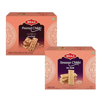 Bikaji Sesame Chikki 400g & Peanut Chikki 400g | Til Chikki Duo | Traditional Winter Sweet Combo