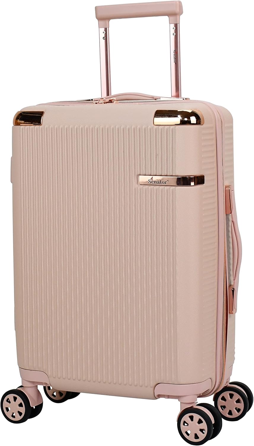 Senator Hard case luggage for Unisex ABS Lightweight 4 Double Wheeled Suitcase with Built-In TSA Type lock A5123 (Carry-On 20-Inch, Milk Pink) Senator Hard case luggage for Unisex ABS Lightweight 4 Double Wheeled Suitcase with Built-In TSA Type lock A5123 (Carry-On 20-Inch, Milk Pink)