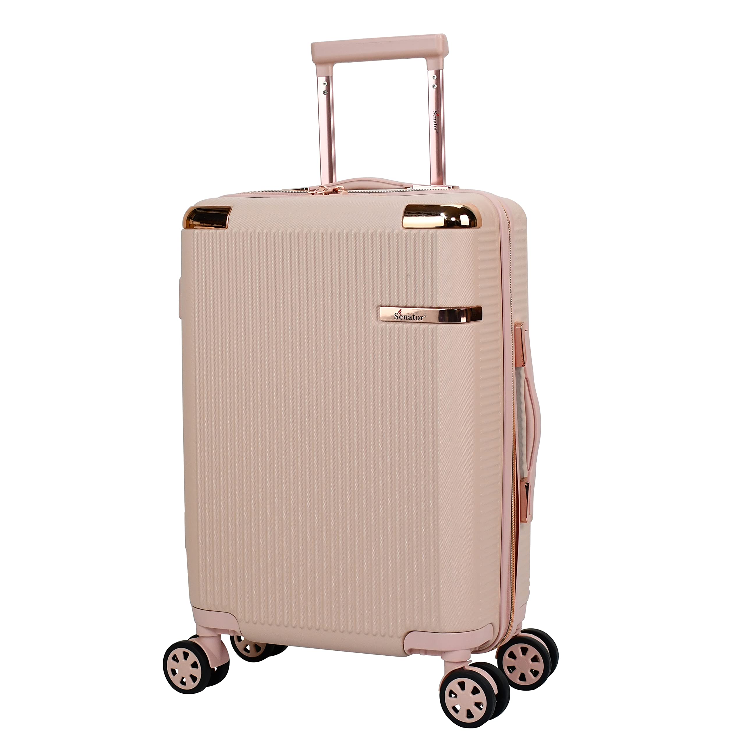 Hard case luggage for Unisex ABS Lightweight 4 Double Wheeled Suitcase with Built-In TSA Type lock A5123 (Checked Luggage 24-Inch, Milk Pink)