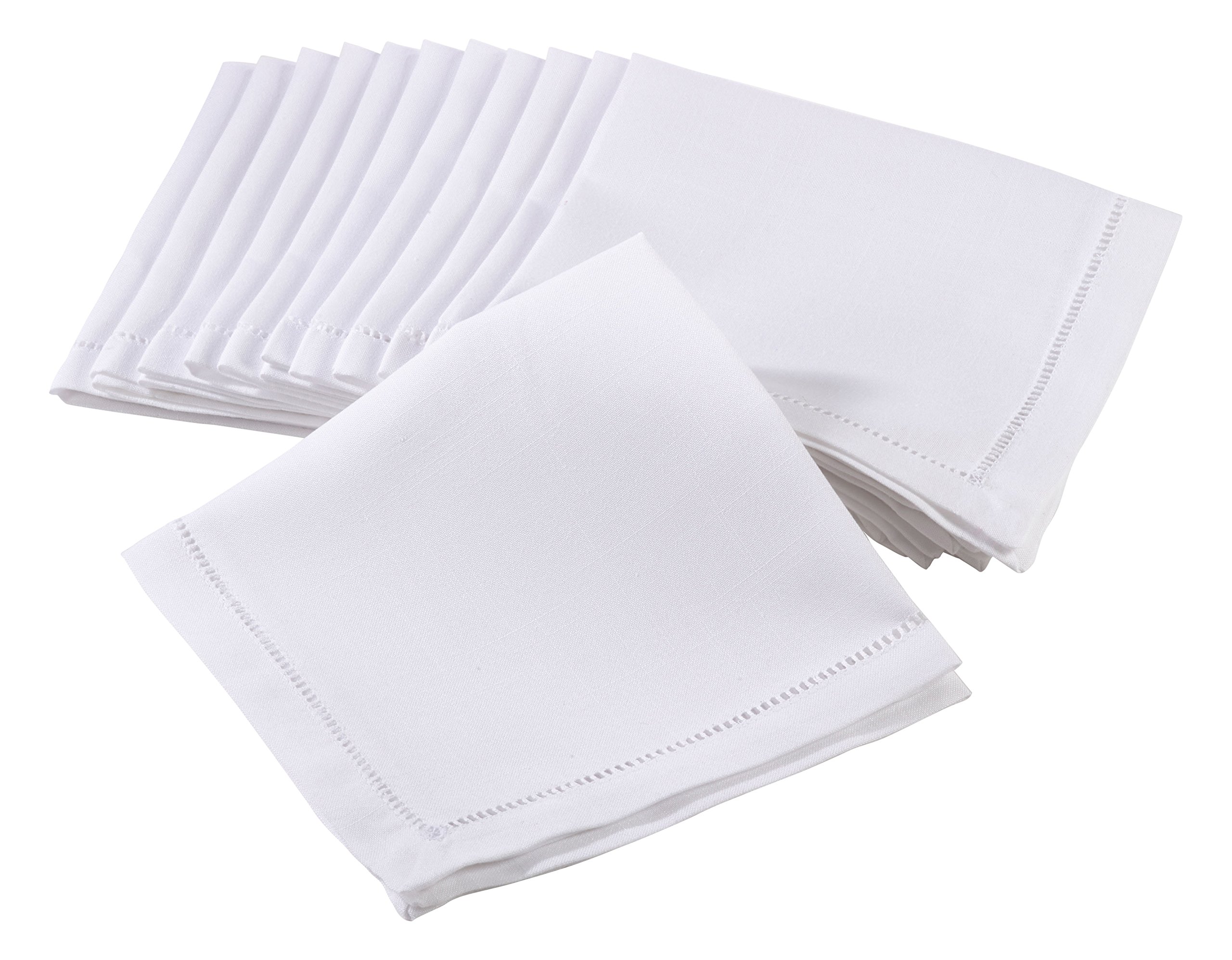 SARO LIFESTYLE White Dinner Napkin with Hemstitch Border 20" 12 piec | amzdealz