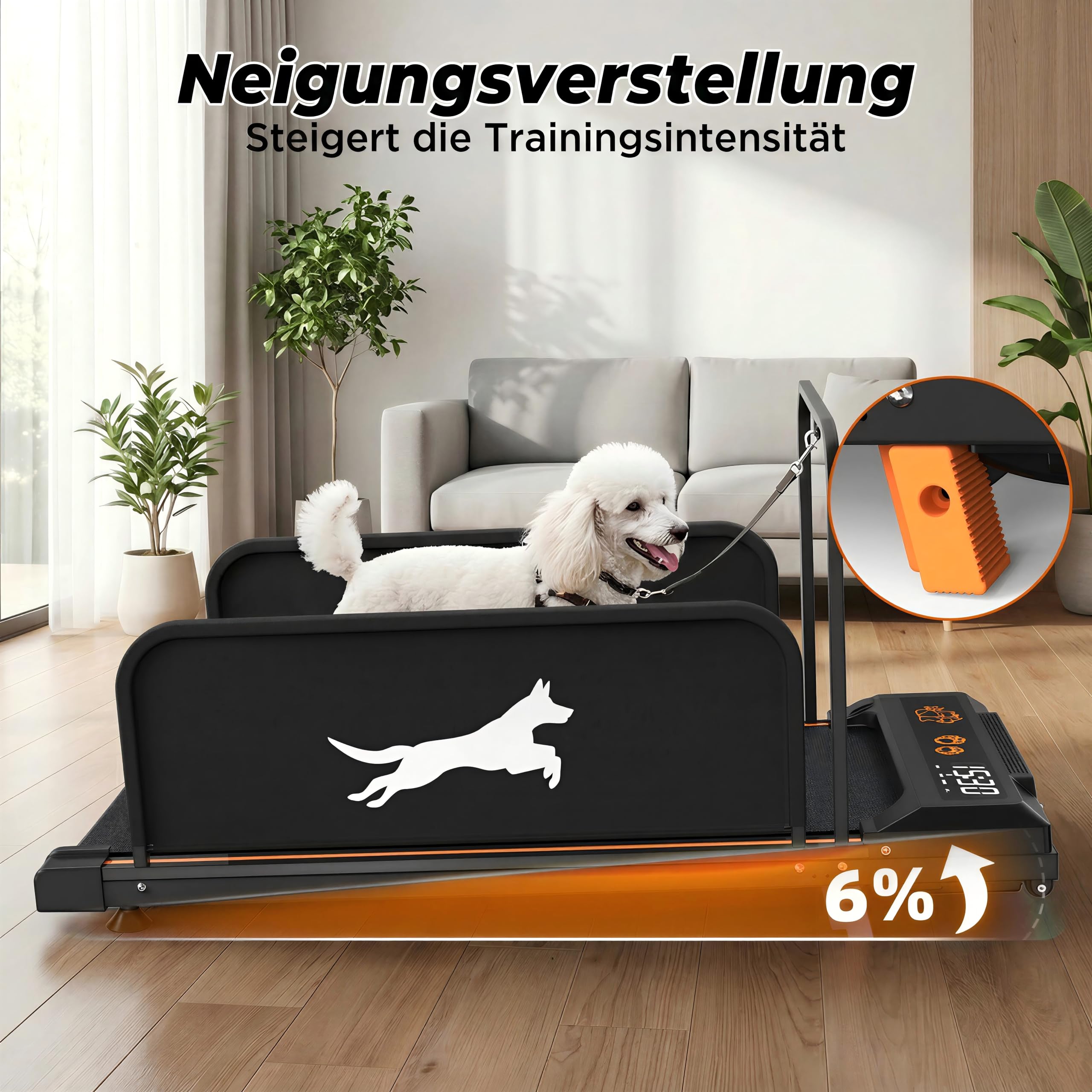 Hundelaufband für Kleine & Mittelgroße Hunde, 90 × 37.5 cm Laufbereich | Mit Fernbedienung, 1–6 km/h, Bis 100 kg, 2,5 PS Leiser Motor, 12 Programme, Haustier Trainingsgerät für Indoor Outdoor