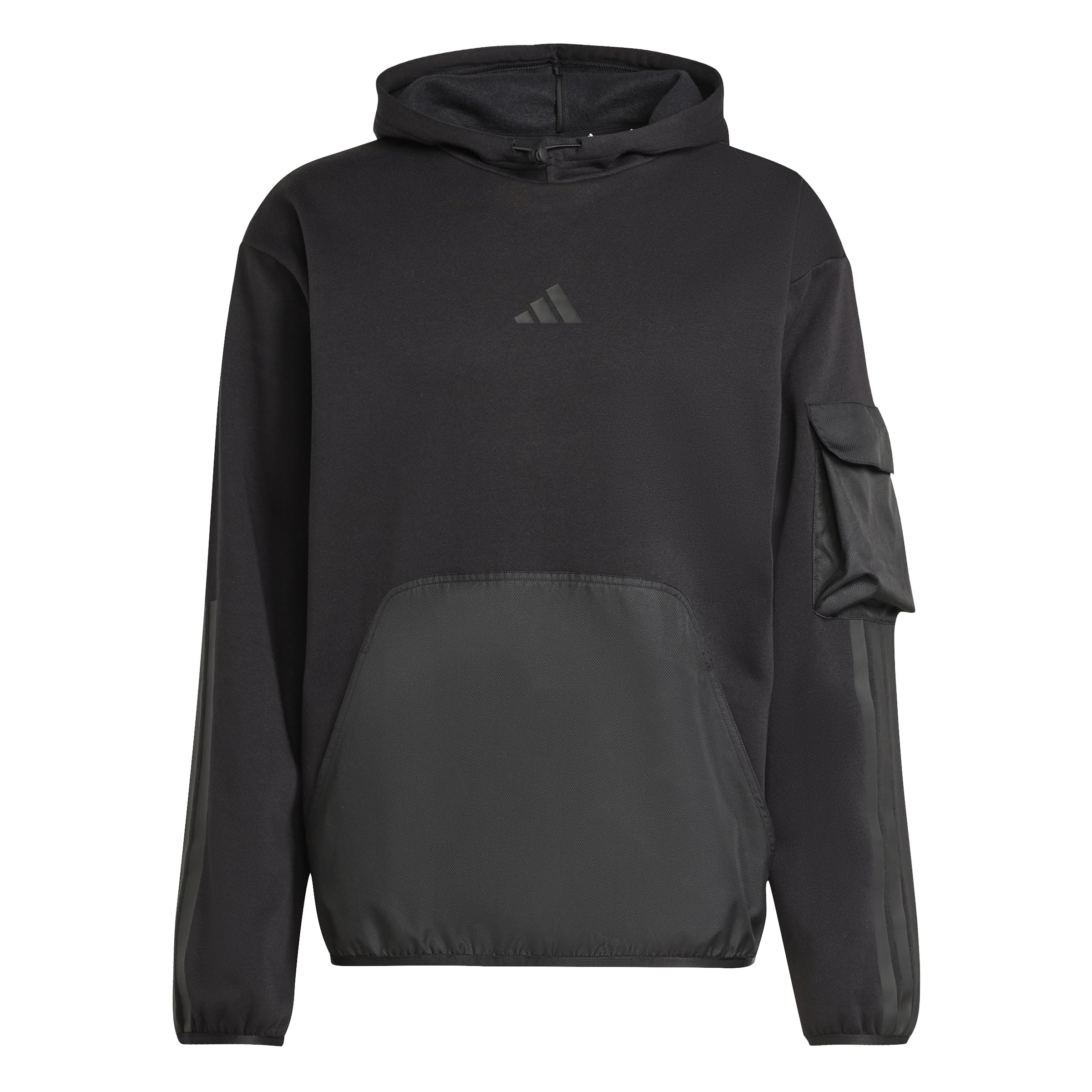 adidas Men's City Tech Utility Fleece Hoodie Sweatshirt, black, L