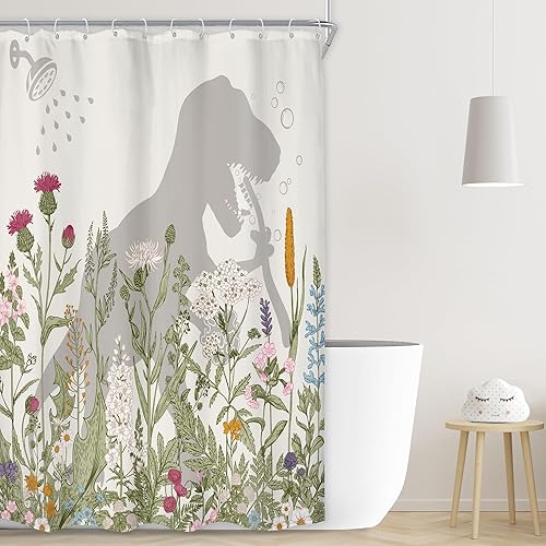 Miniatura 7 de LGhtyro Divertido juego de cortina de ducha de dinosaurio, cortina de ducha de dinosaurio para niños, 60 pulgadas de ancho x 71 pulgadas de alto,