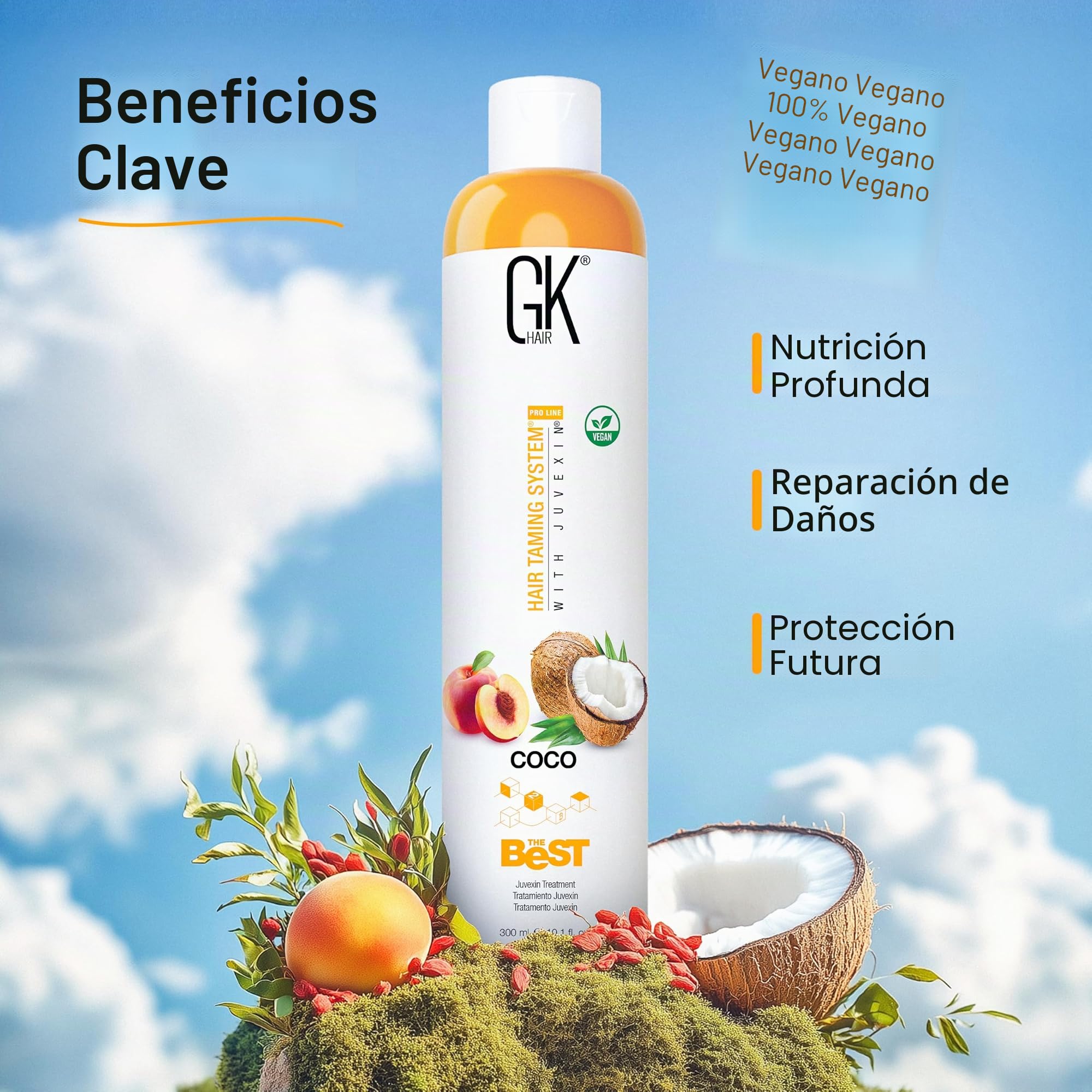 GK HAIR Global Keratin The Best COCO Professional Hair 300ml miglior kit professionale per capelli Trattamento lisciante e levigante per un naturale setoso e liscio
