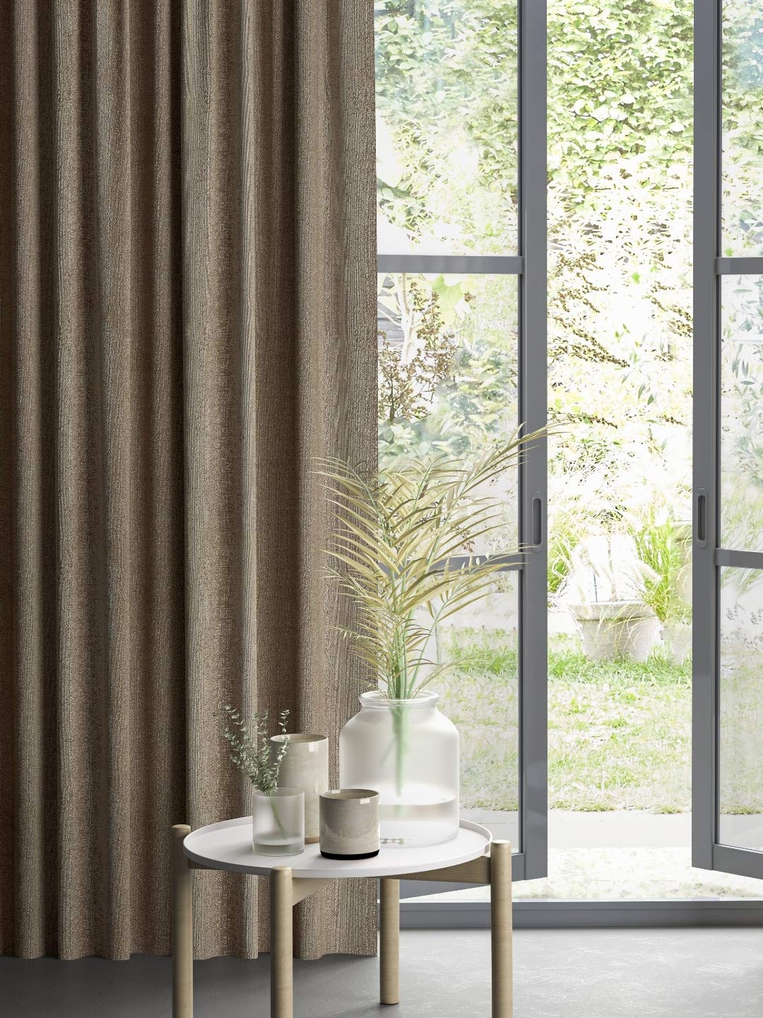 DDECOR Live beautifulReadymade Curtains (Pack of 1), Beige - Door 7 Ft | Jacquards
