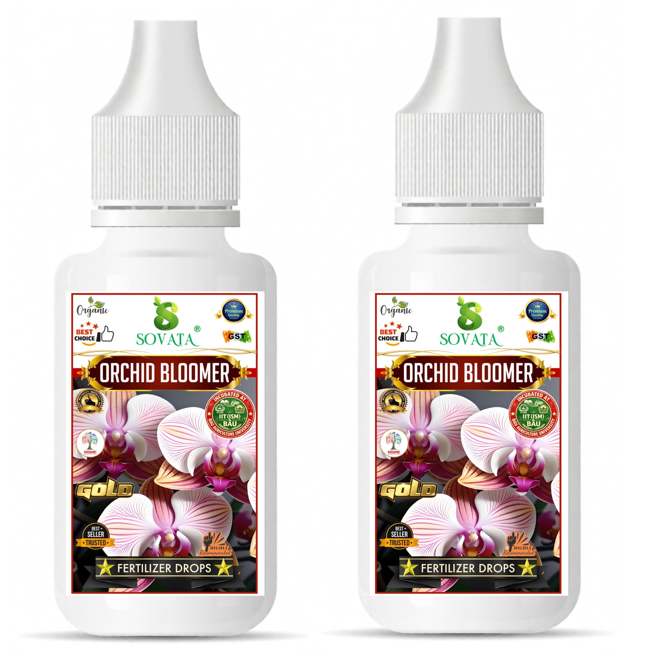 Orchid Bloom Enhancer Liquid Drops | Organic Liquid Fertilizer for Orchid Growth & Vibrant Flowering. Pack of (30 ml + 30 ml)-image-0