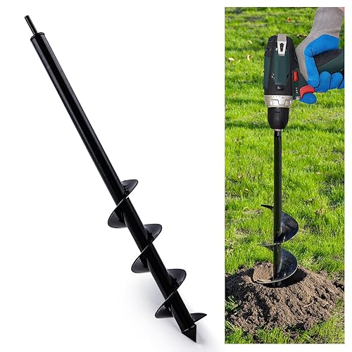 Yogayet Broca de taladro para plantar, excavadora de agujeros de poste, broca de taladro de jardín para plantar plantas de cama herramienta rápida