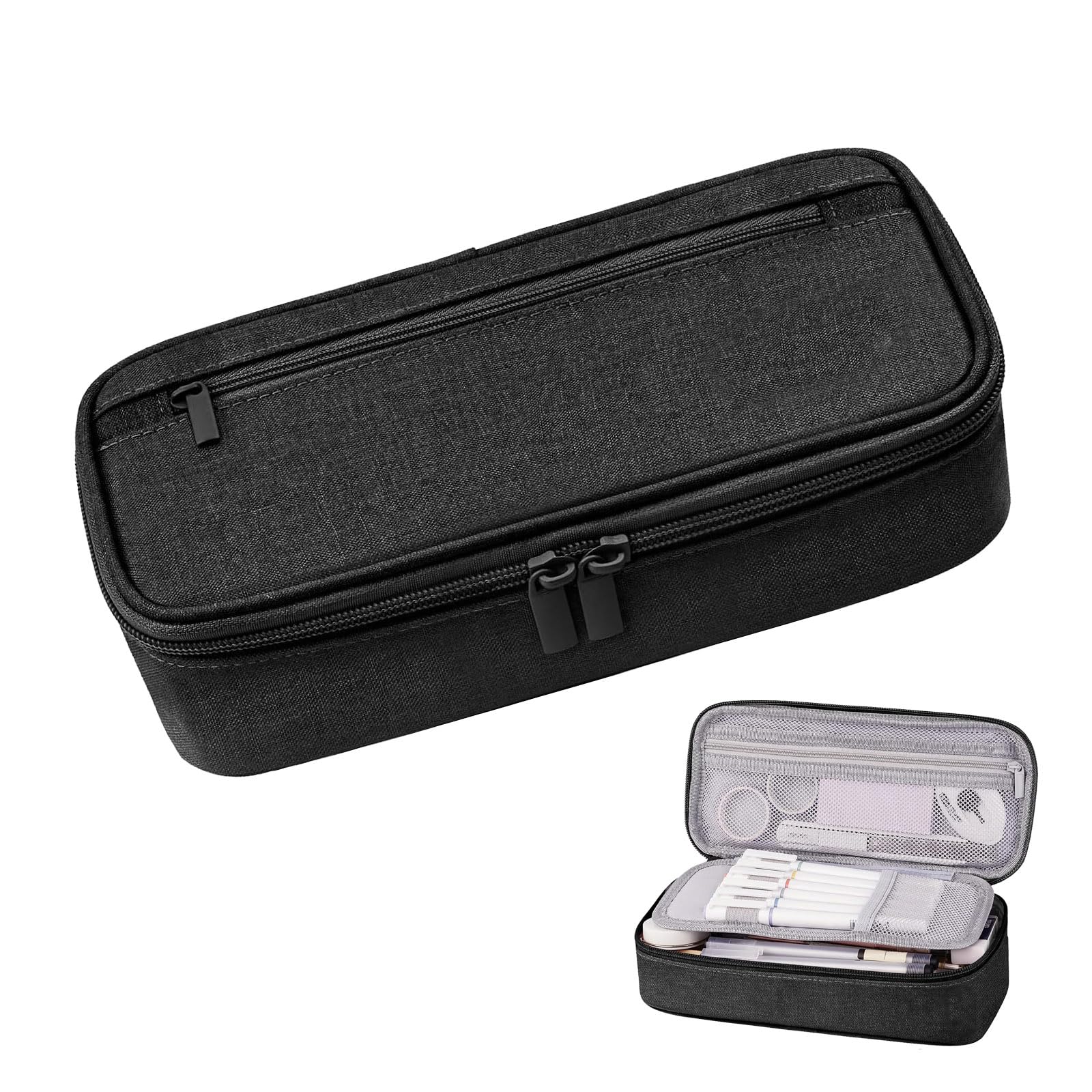XINTANGXIA Estuche Escolar Estuche para Lápices Organizador de Papeleria para Niñas Niños Estudiantes Adolescentes Mujeres Hombres Mujer (Negro)