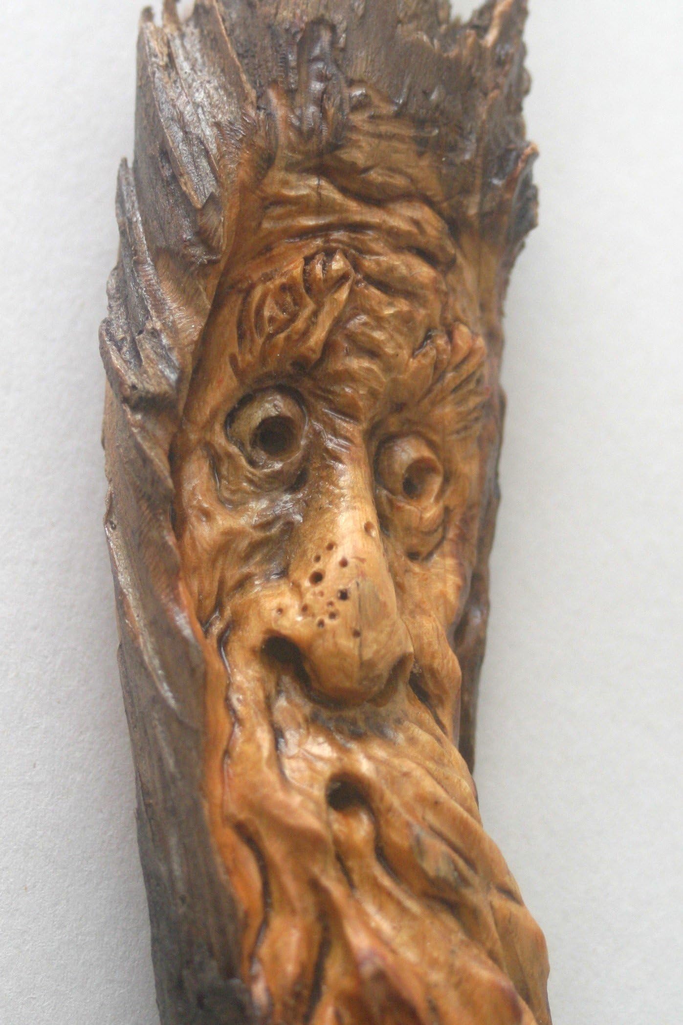 Woodcarving Wood Spirit Tree Face Spirit of the Woods Odd Weird Pagan Wiccan Sculpture Cabin Home Decor Old Man Gnome Wizard OOAK