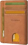 Hoewina Slim Wallet for Men, Credit Card Holder Wallet, Minimalist Design - RFID Blocking Front Pocket Leather Thin Wallet for Men and Women(Mist Black)
