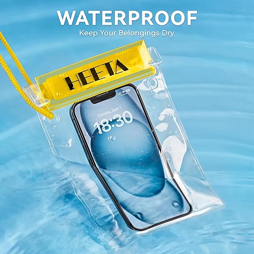 Miniatura 2 de HEETA Paquete de 5 bolsas secas transparentes impermeables, estuches herméticos, bolsas secas, soporte para documentos para cámara, teléfono