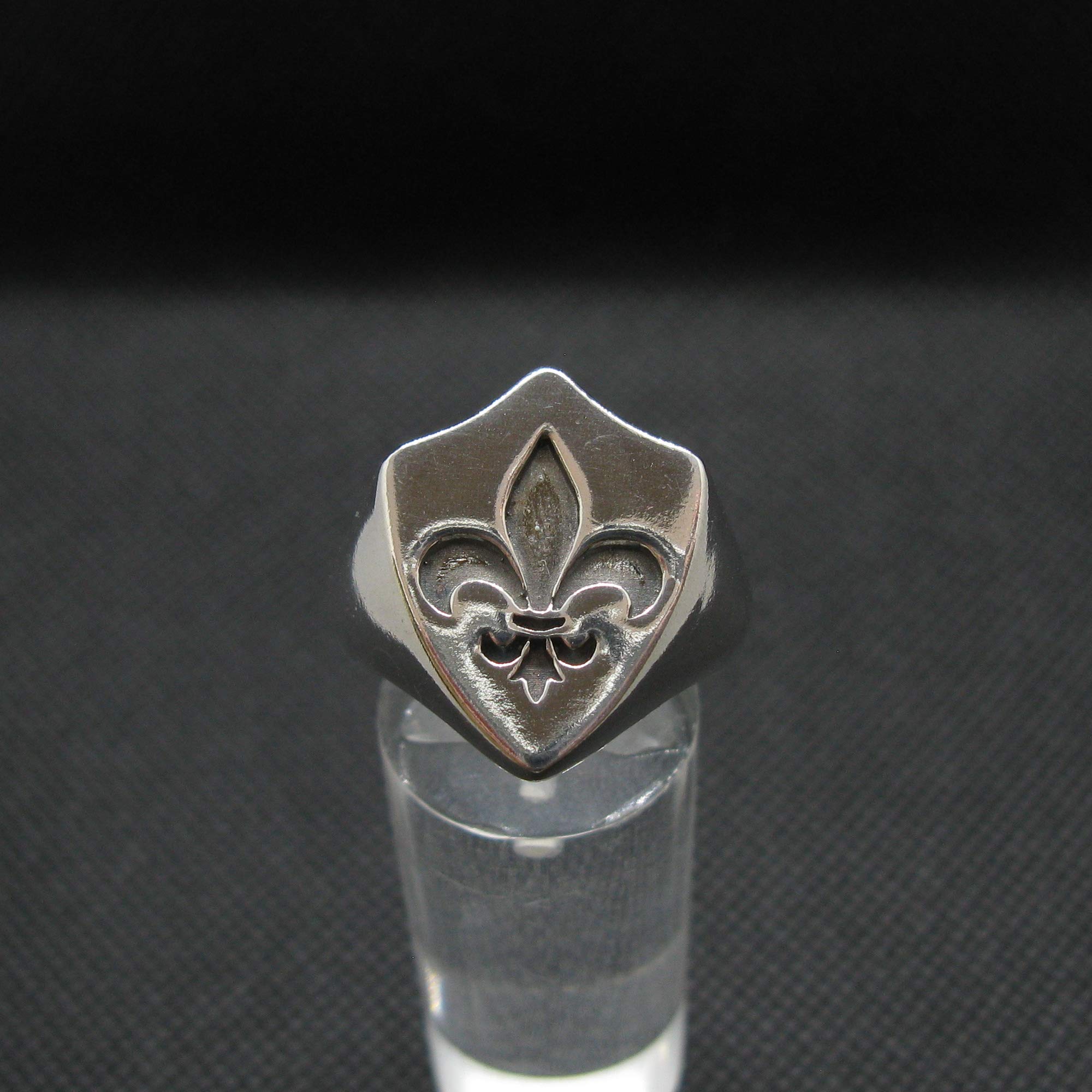 Sterling Silber Herren Siegelring Fleur De Lys Massiv Echt Punziert 925