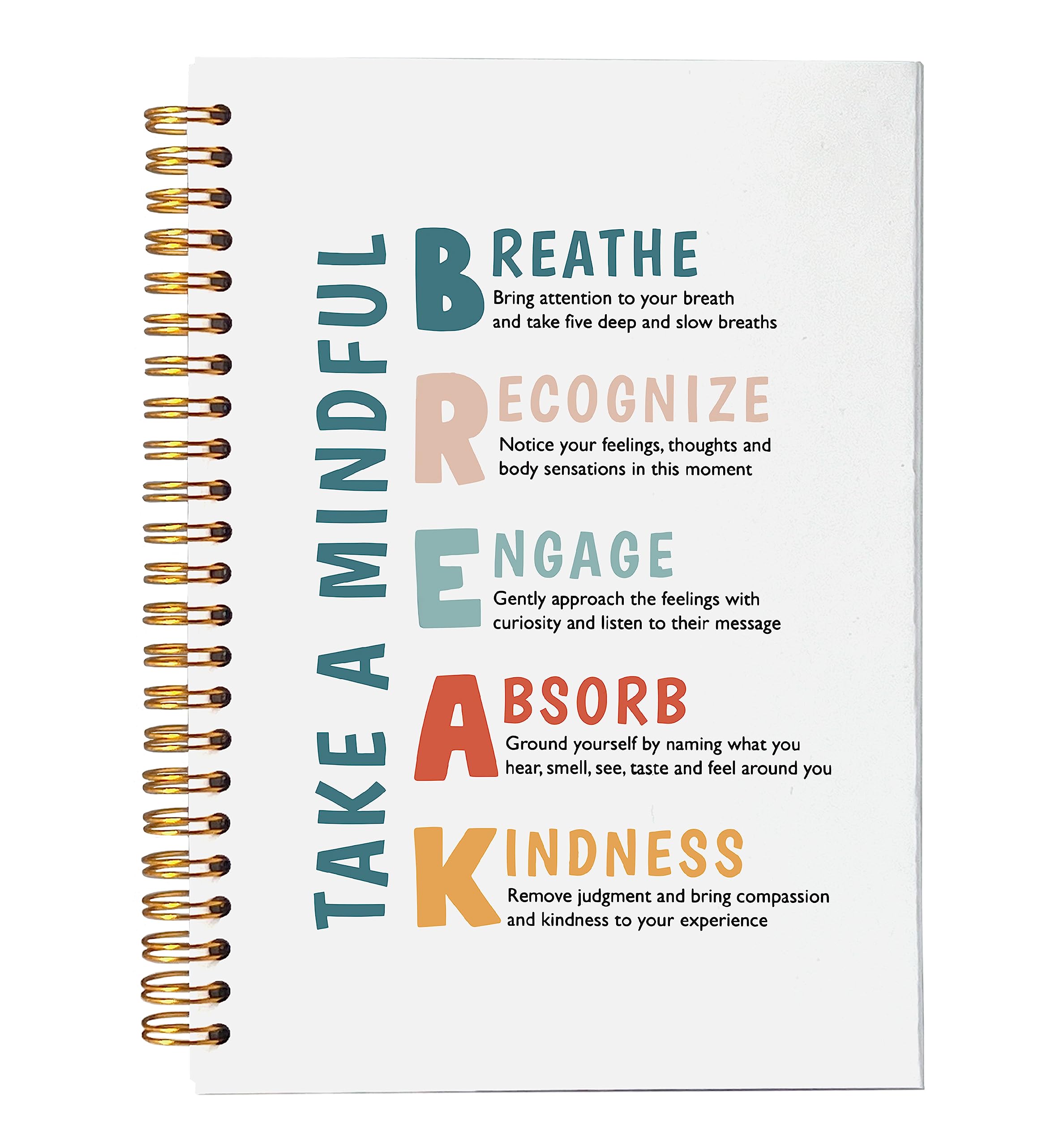 VNWEK Mental Health Take a Mindful Break Anxiety Relief Spiral Notebook Journal 5.5 x 8.3 inches,Psychology Lined Hardcover Spiral Notebook,Mental