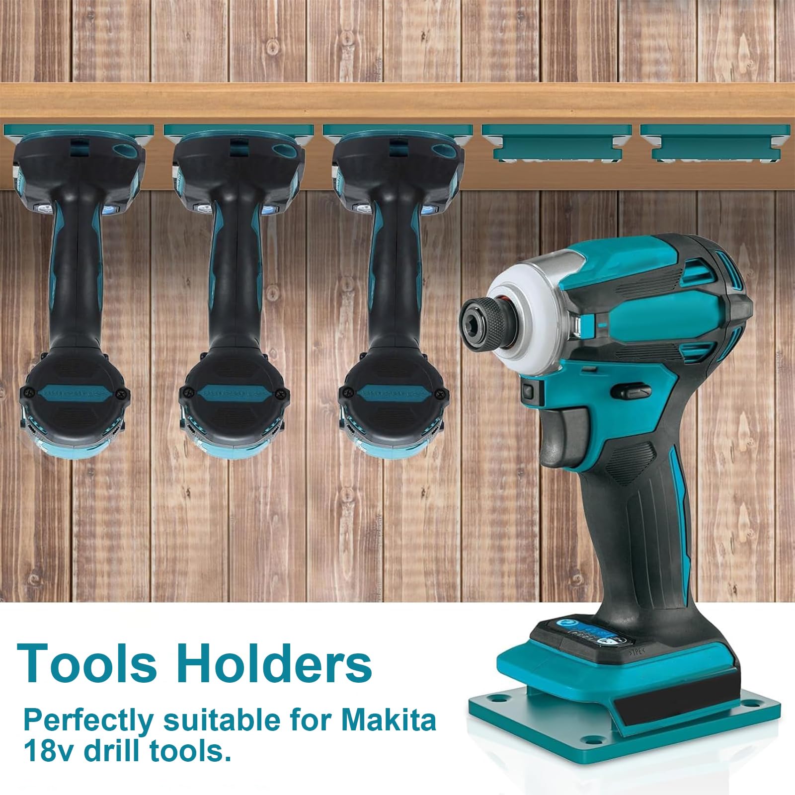 Lot 8 Supports Muraux Outils Makita 18V - Porte-Perceuse Et Tournevis Avec Vis