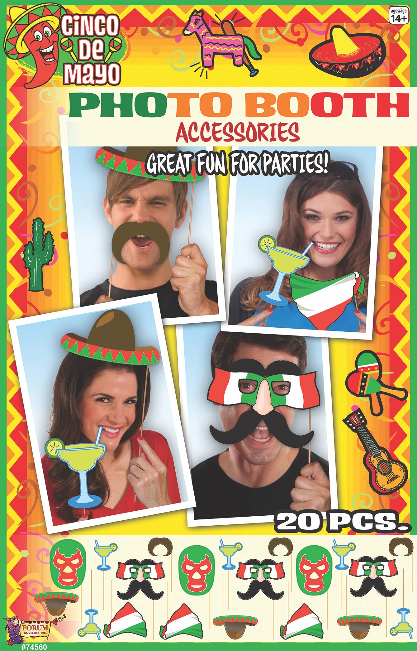 Forum Novelties Fiesta Party Photo Booth Accessory Pack