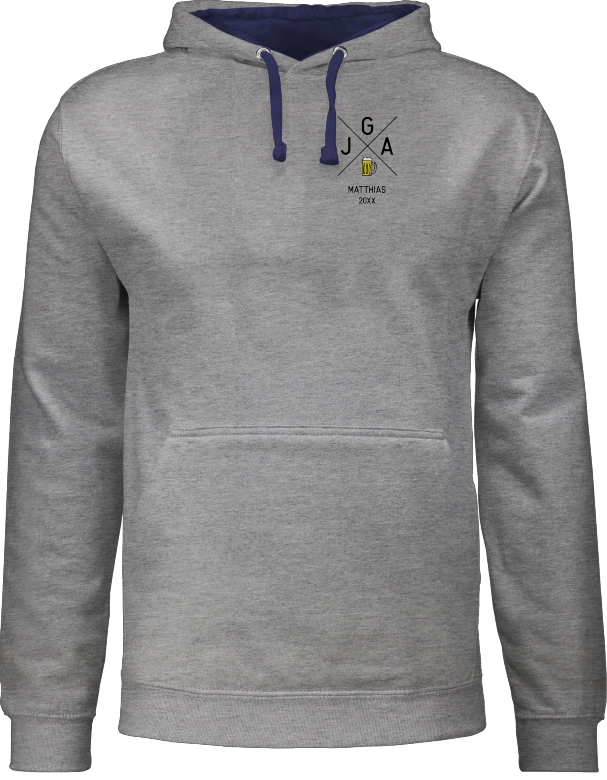 Geschenk mit Namen personalisiert by Shirtracer - Pullover Herren Frauen Hoodie Kontrast zweifarbig - Brustdruck JGA 2026 Bier mit Name I Junggesellenabschied Männer Outfit Junggesellenabschied Mann