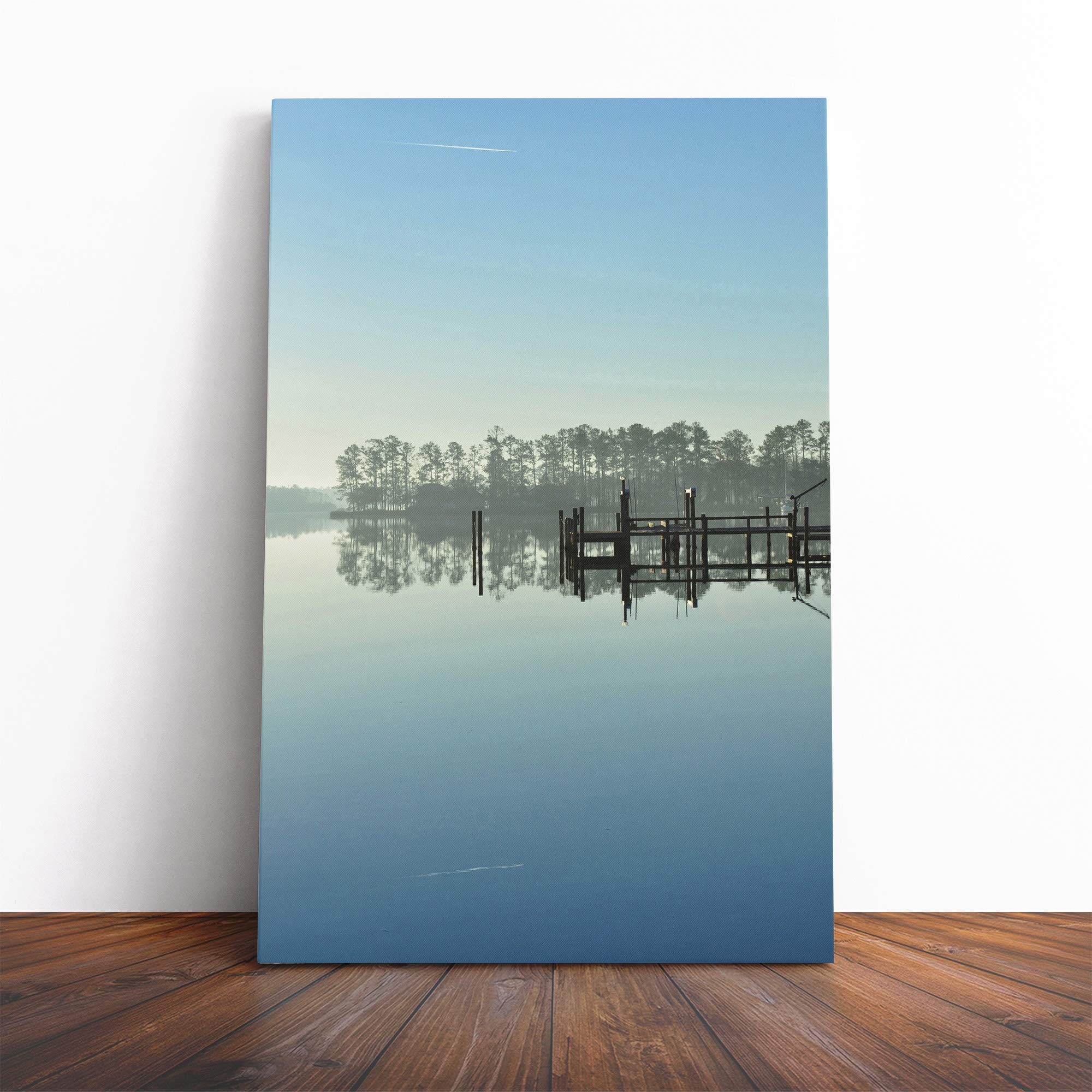 North Carolina Lake USA Canvas Print | Gallery Wrapped 30mm Frame Wall Art | 30x20 inches | Ready to Hang | Modern Landscape Picture | Living Room Bedroom Lounge Office
