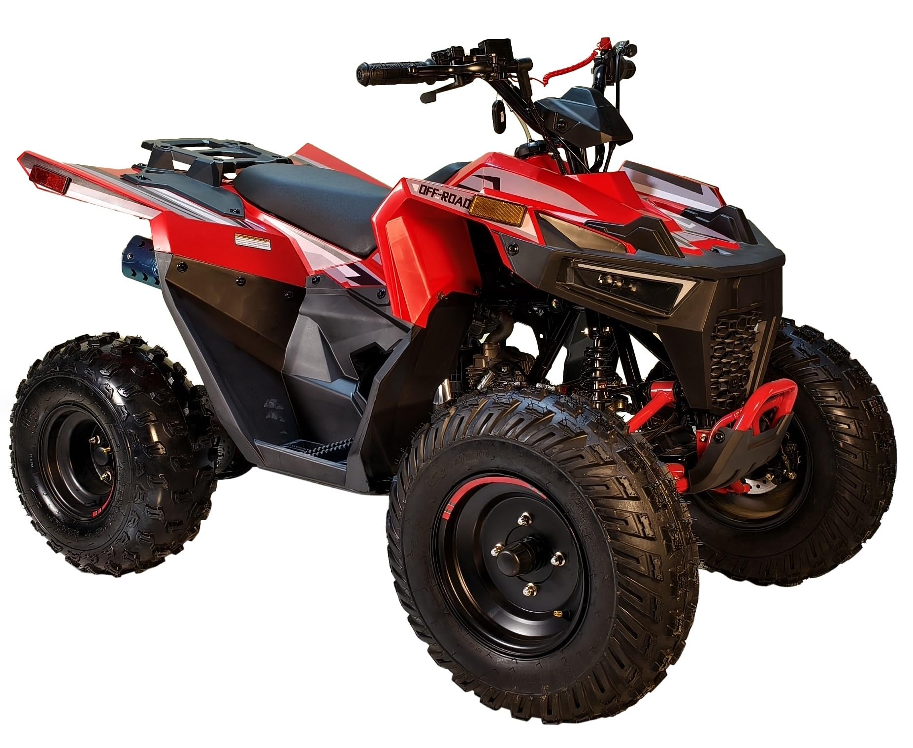 HHH Sporty 125E ATV 125cc Youth Sports Utility Gas Power Sports ATV with Reverse LED Lights Big Tires 18/19-Red