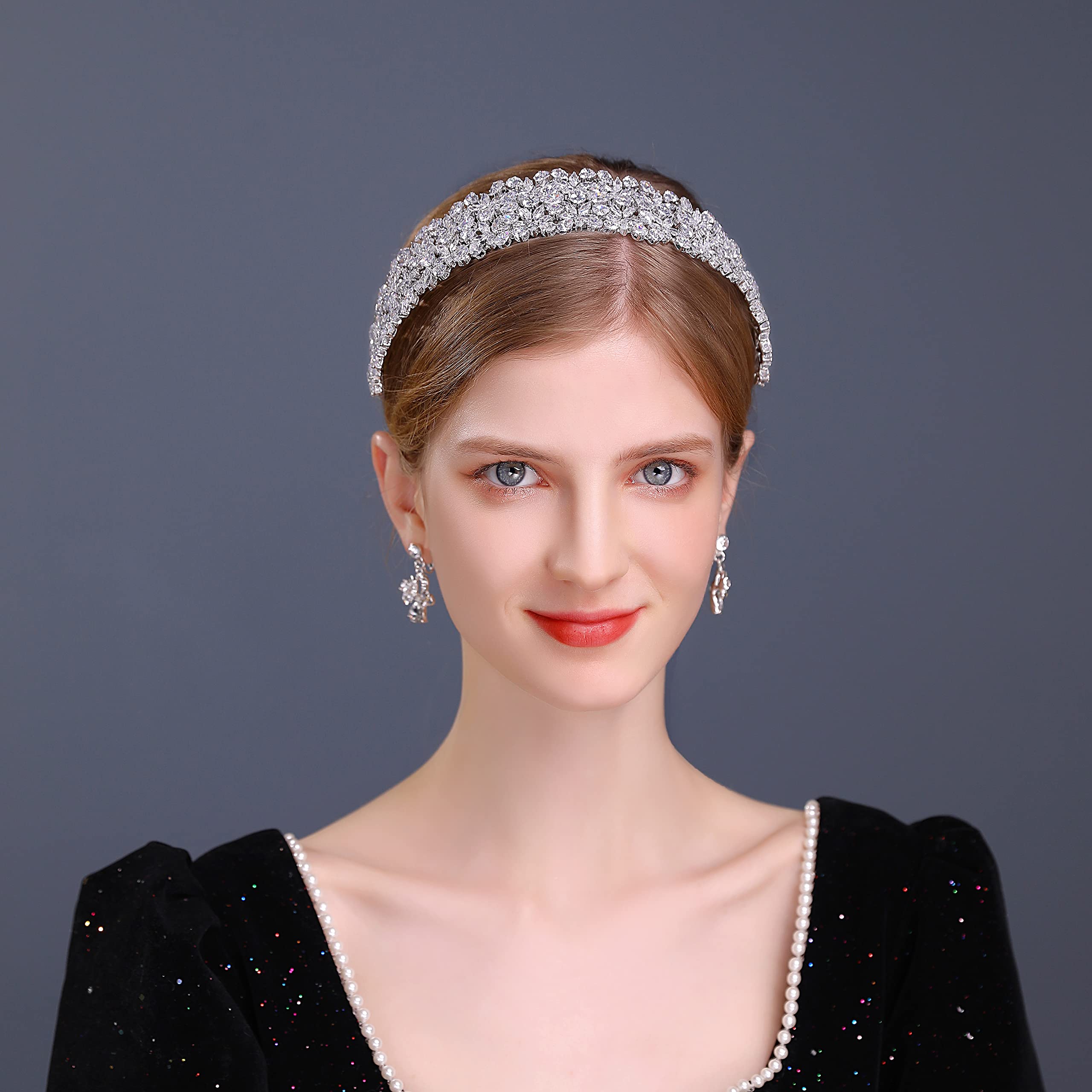 Amazon.com : Aoligrace Cubic Zirconia Wedding Bride Headband  display picture 1