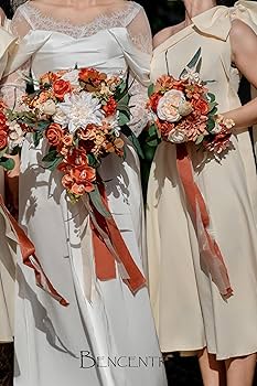 ウェディングブーケ（造花） Amazon｜BENCENTRE 7インチ テラコッタ 造花 ウェディングブーケ