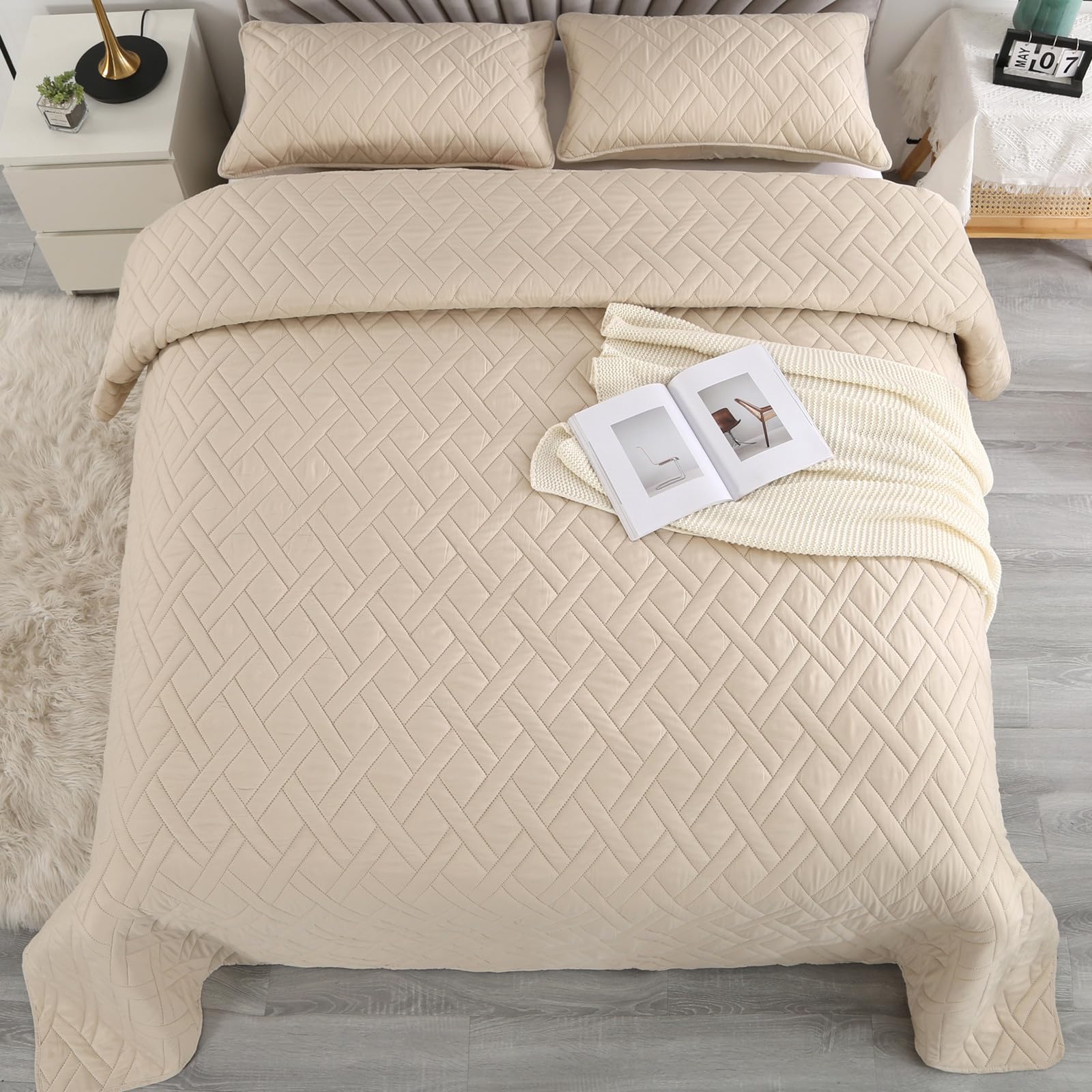 Qucover Couvre Lit Estampé Orange 2 Personnes en 100