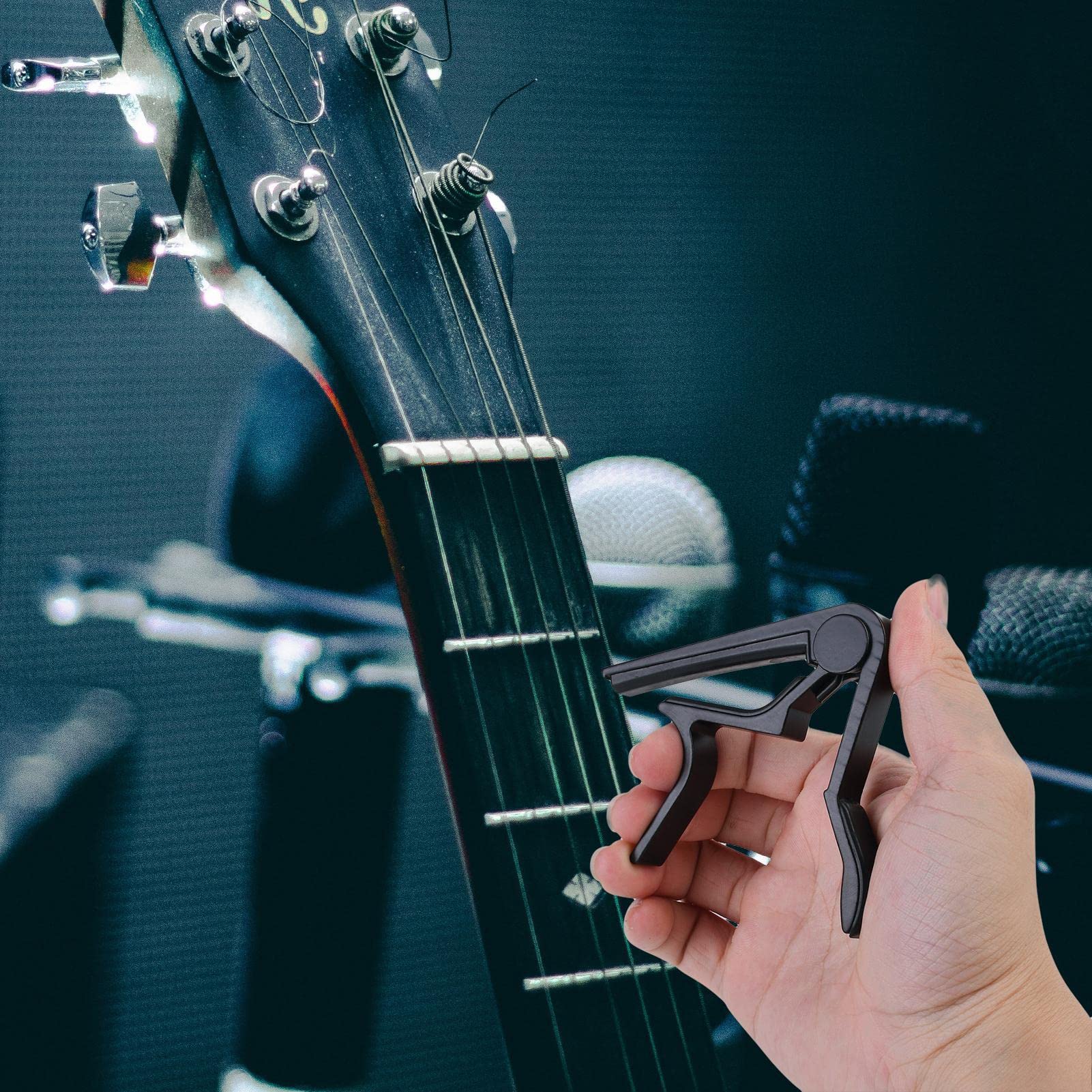 JINGLING 5 capotasti per chitarra elettrica, 2 capotasti per chitarra elettrica, ukulele, mandolino, banjo, per chitarra, inclusi 5 plettri | elettrica, ukulele, mandolino, banjo, per chitarra, inclusi 5 plettri