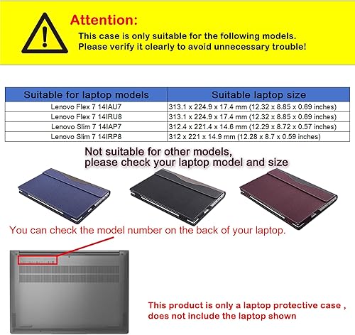 Miniatura 2 de Funda protectora para laptop Lenovo Flex 7 14IAU7 14IRU8 y Lenovo Slim 7 14IAP7 14IRP8 de 14 pulgadas, piel sintética, funda protectora para