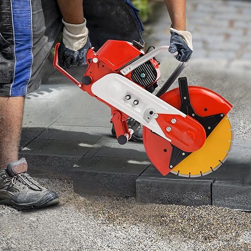 Miniatura 2 de 2-Stroke 78.5CC Gas Powered Concrete Saw, 2.9KW Single Cylinder Air-cooled Engine Circular Saws Power Cutting Machine Gasoline Toothless Saw, 6500rpm