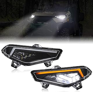 SAUTVS 2PCS LED Headlights Assembly for Polaris Ranger, LED Head Lights Front Lamps with High-Low Beams DRL Turn Signal Light for Polaris Ranger Crew XP 1000 2018-2023 Accessories (Replace #2889072)