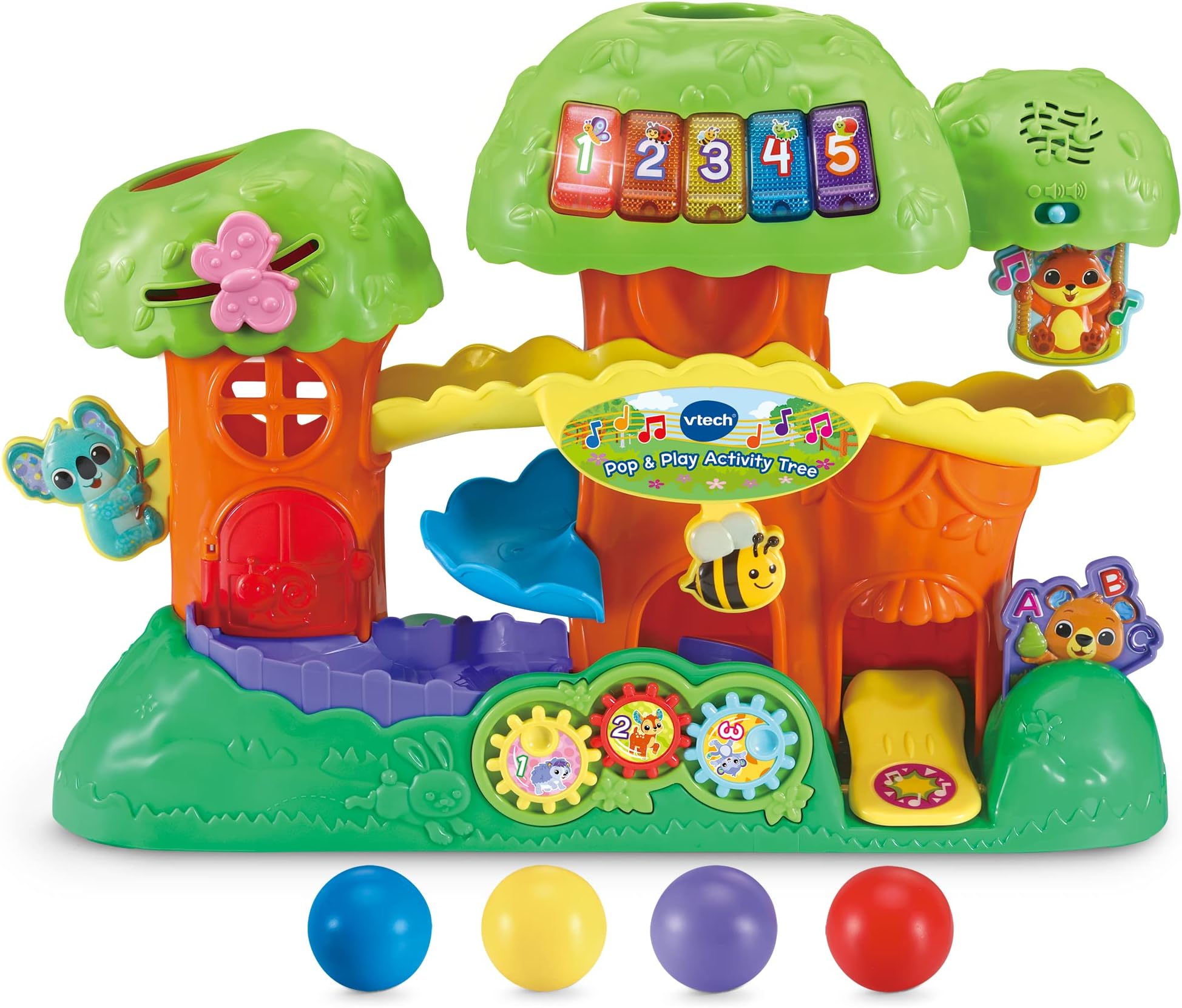 VTech Baby Pop & Play Activity Tree, Interactive Baby Toy with Coloured Balls, Lights & Music, Learn Numbers & Animals, Gift for Infants & Toddlers 1, 2, 3 years +, English version