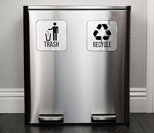 Miniatura 3 de Calcomanías de reciclaje y basura para botes de basura de cocina y contenedores de reciclaje, combo de calcomanías de basura y reciclaje para