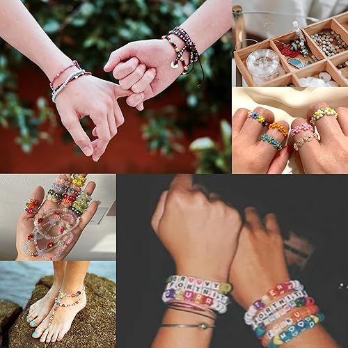 Miniatura 5 de XIANNVXI 3500 cuentas de letras coloridas para cuentas blancas para pulseras, cuentas acrílicas coloridas del alfabeto para hacer collares y joyas