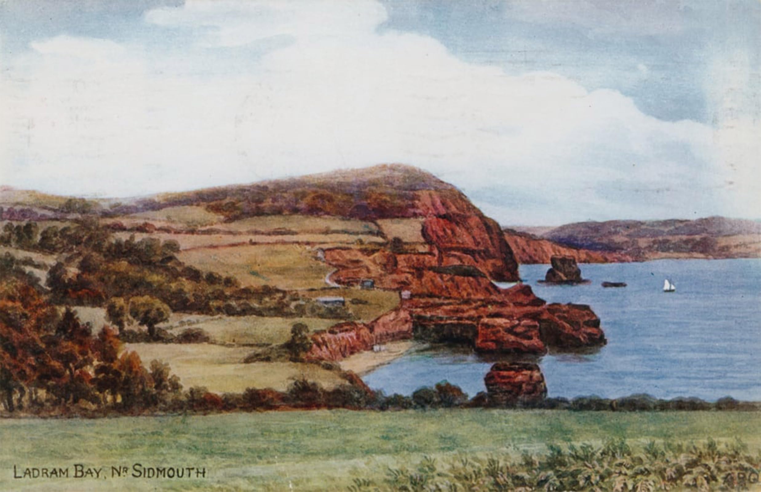Posteriik No Frame Vintage Classic Picture Landscape Artwork Ladram Bay Nr Sidmouth By Alfred Robert Quinton Portrait Canvas Painting For Office Home Decor 60X90cm