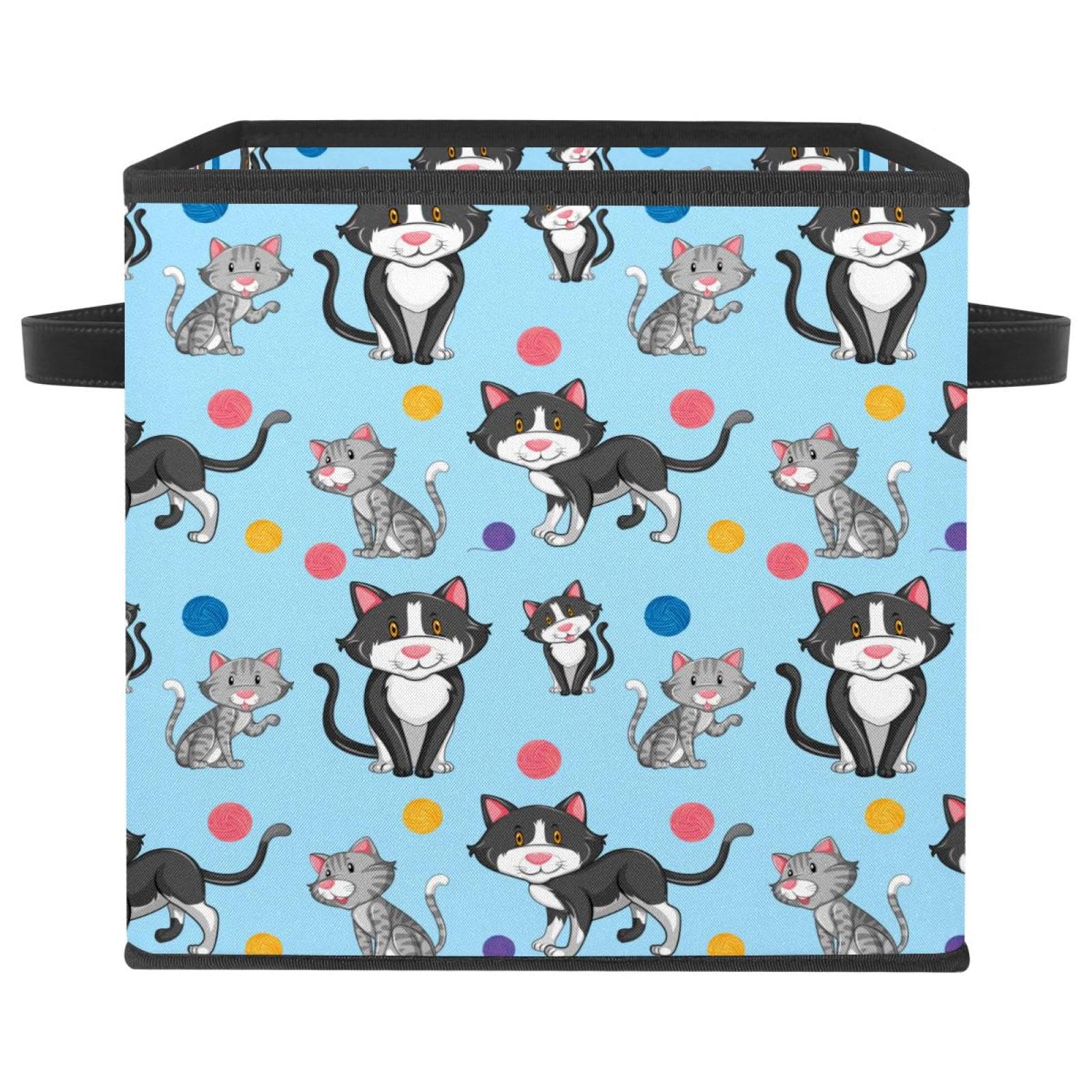 Panier de rangement en tissu pliable pour placard encombré, cube de rangement vêtements chat