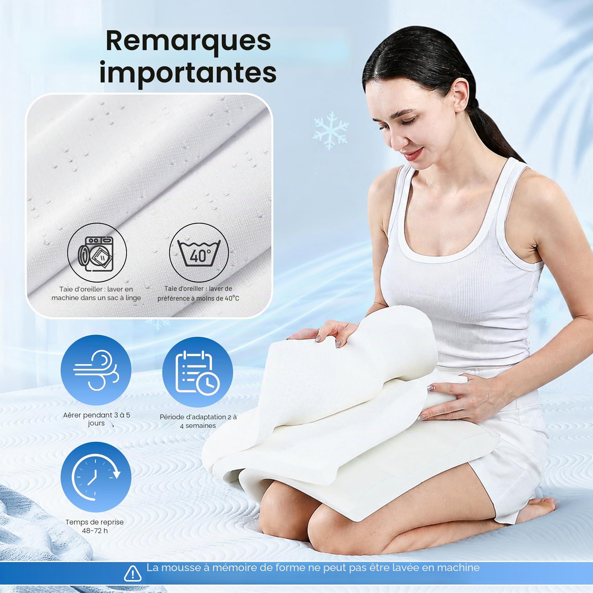 Elviros Oreiller Cervical Ergonomique à Mémoire de Forme, Hauteur Réglable