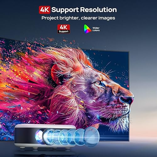 Miniatura 4 de Proyector con WiFi y Bluetooth, proyector portátil Full HD 1080P, proyector para exteriores compatible con 4K, WiFi 6 sin retrasos, compatible con