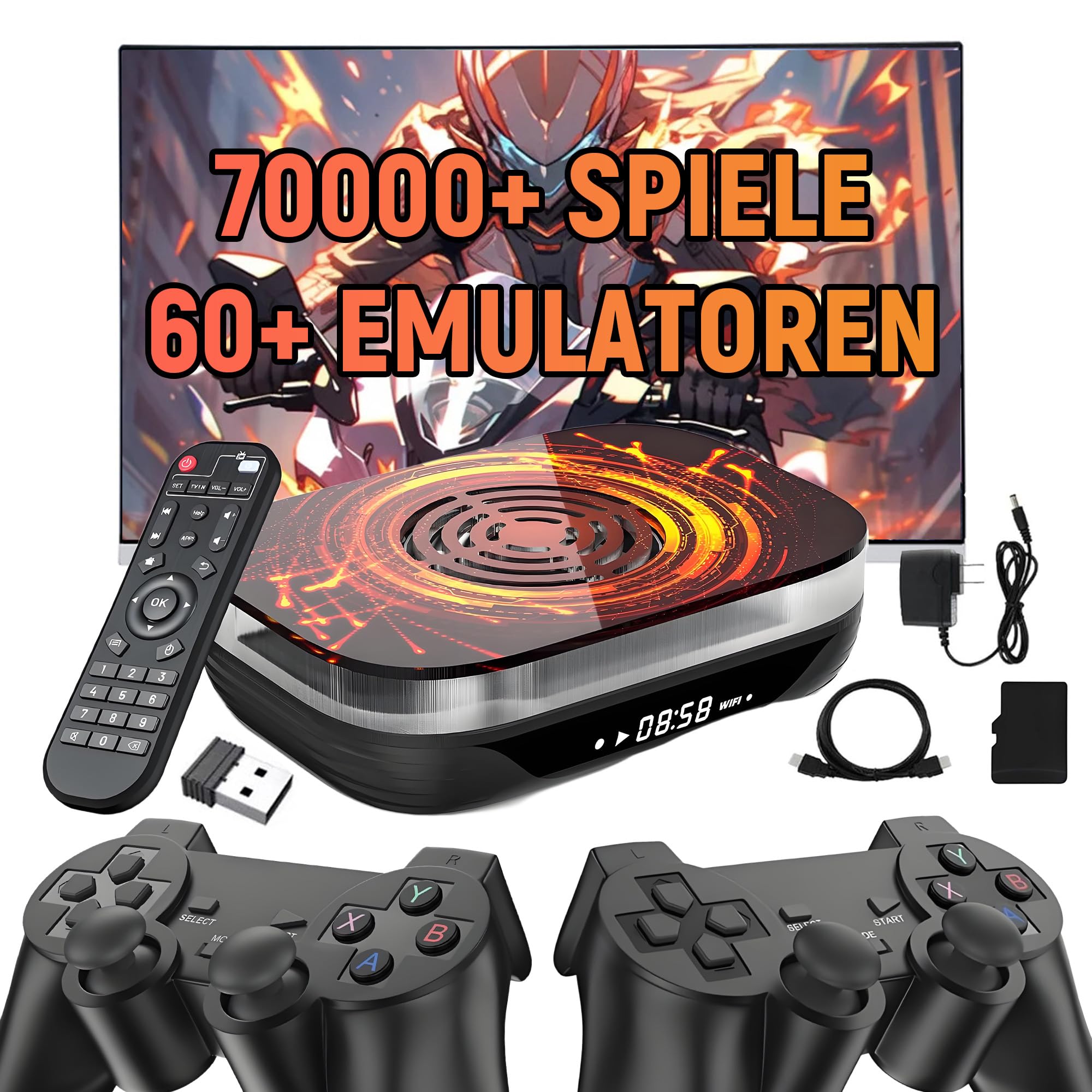 Super Console X4 PLUS Retro Konsole 256G,70000+ Spiele 60+ Emulatoren Retro Spielkonsole,EmuELEC/Android/CoreELEC System Game Box,2,4G/5G WiFi & BT4.0,4K Game Stick mit Drahtlose Controller