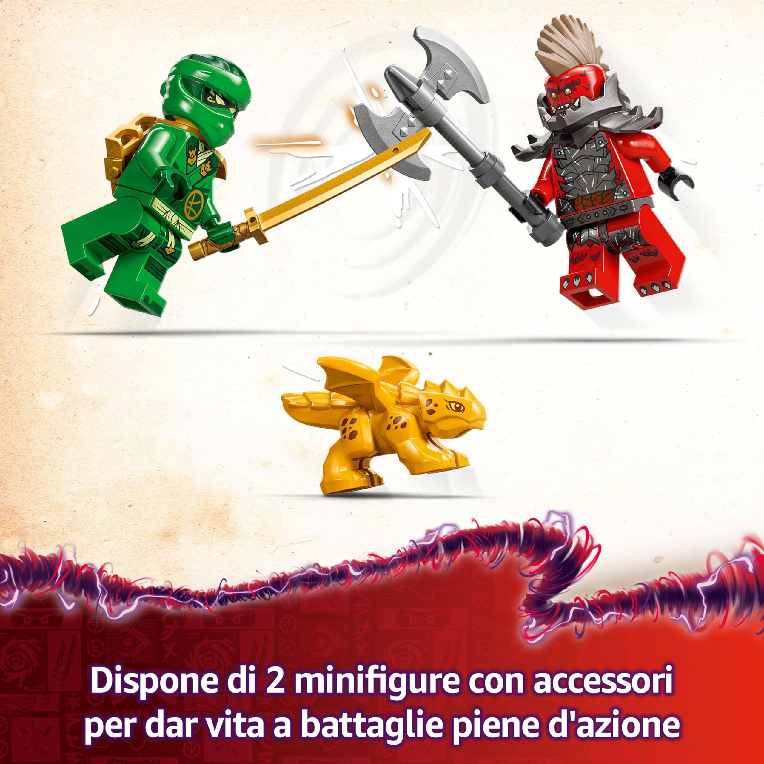 LEGO NINJAGO Drago della Foresta Verde di Lloyd - Figura Giocattolo Snodabile da Costruire, Set con 2 Minifigure, Armi e Cucciolo Dorato, Giochi per Bambini e Bambine da 6 Anni, Idea Regalo 71829