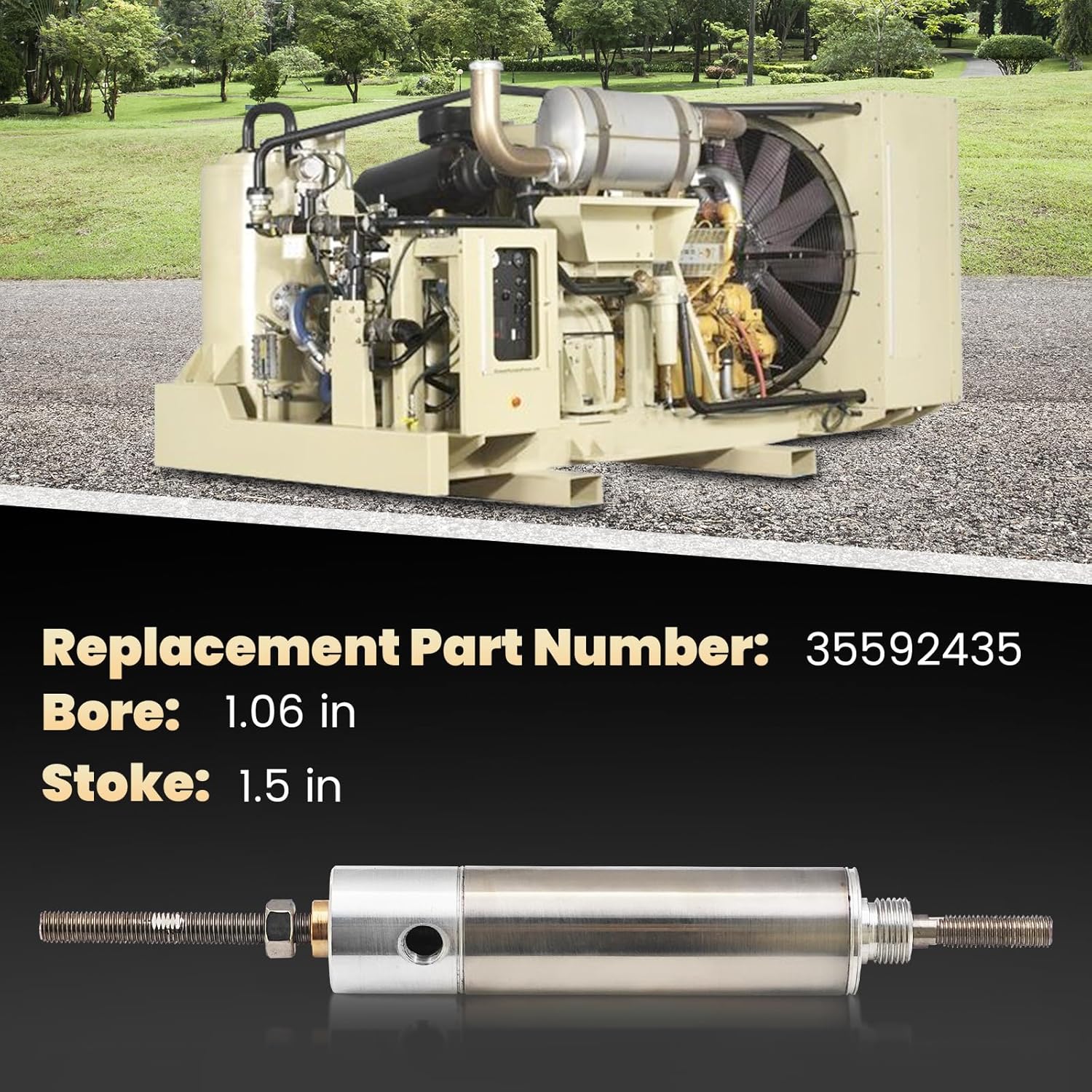 Pneumatic Air Cylinder 35592435 Compatible with Ingersoll Rand Air Compressor XP375WJD P185WJD XP185WJD P185WJD Hydraulic Cylinder