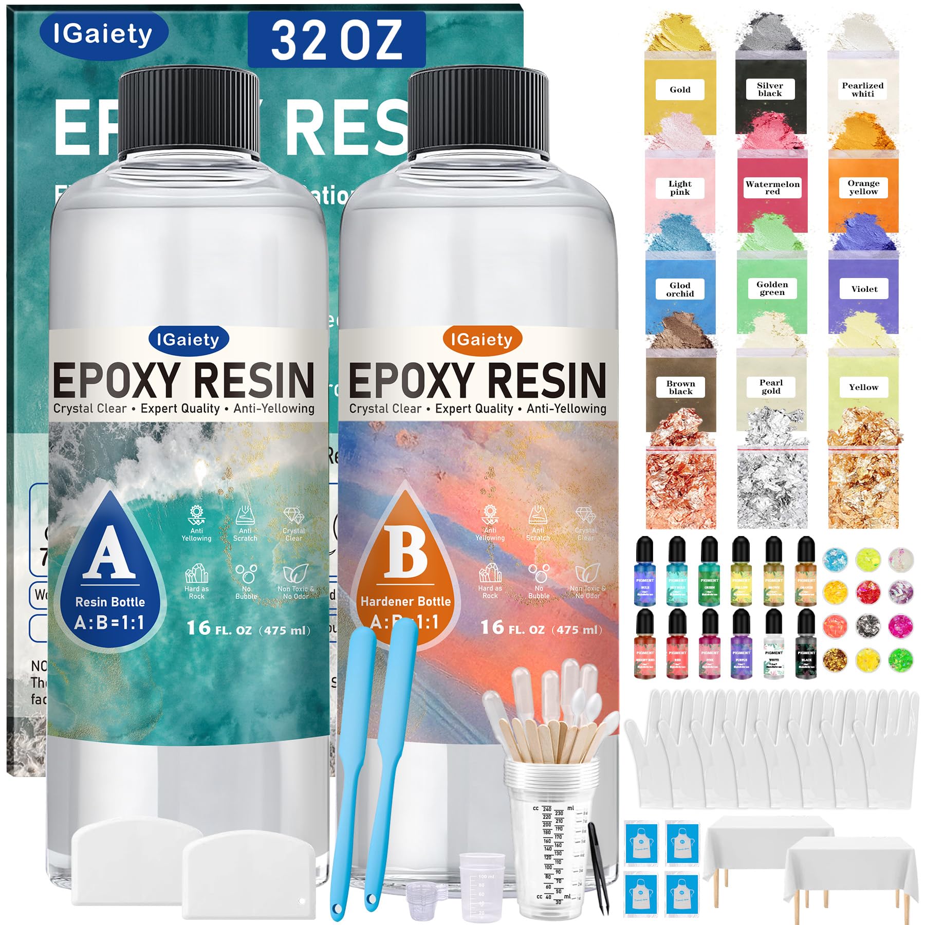 Kit De Resina Epoxi De 81 Onzas - Incluye Pigmentos Y Micas, Transparente, Sin Burbujas, Para Manualidades, Joyería, Madera Y Más