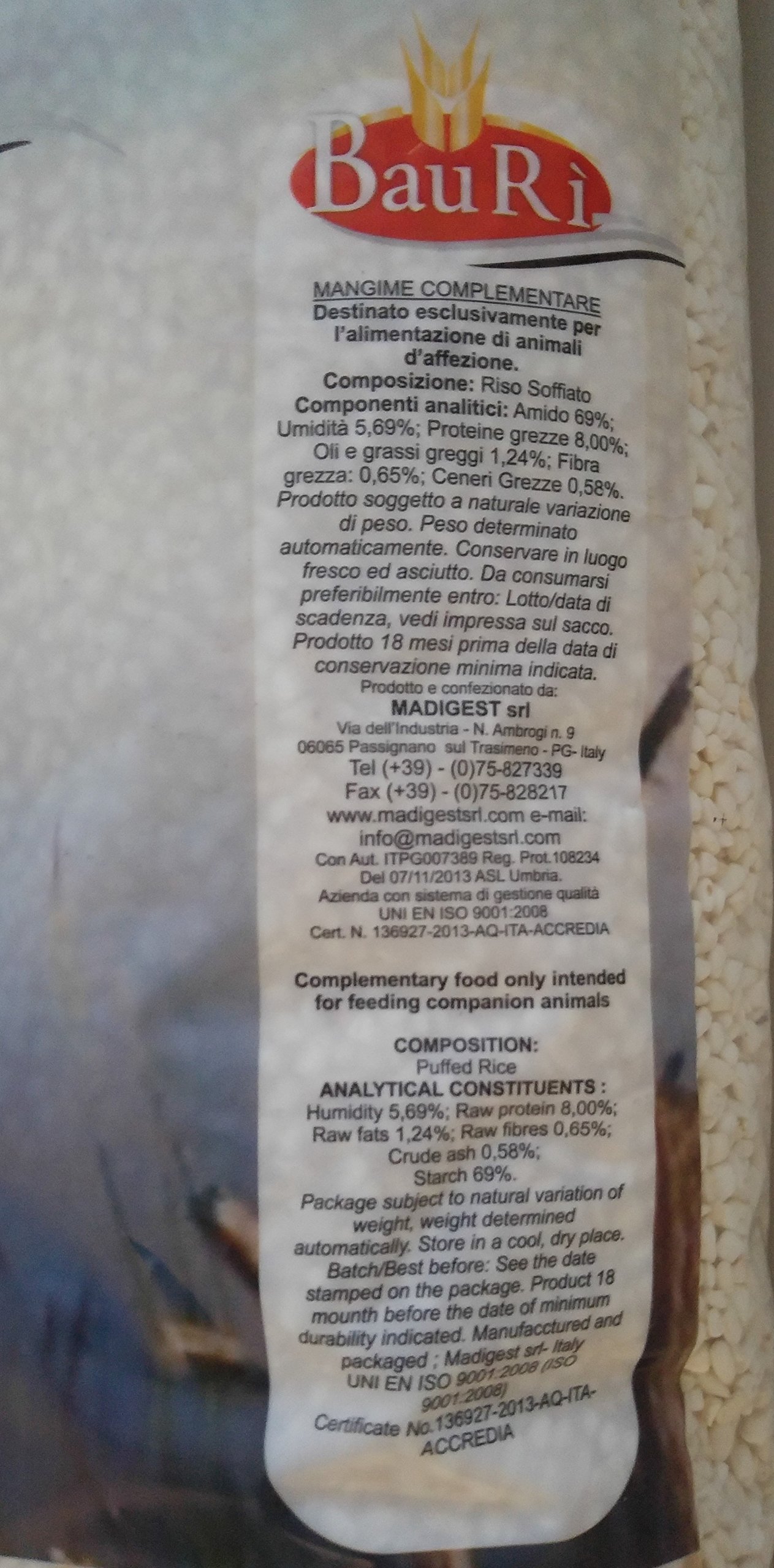 BAURI' Riso SOFFIATO per Uso Animale 5KG