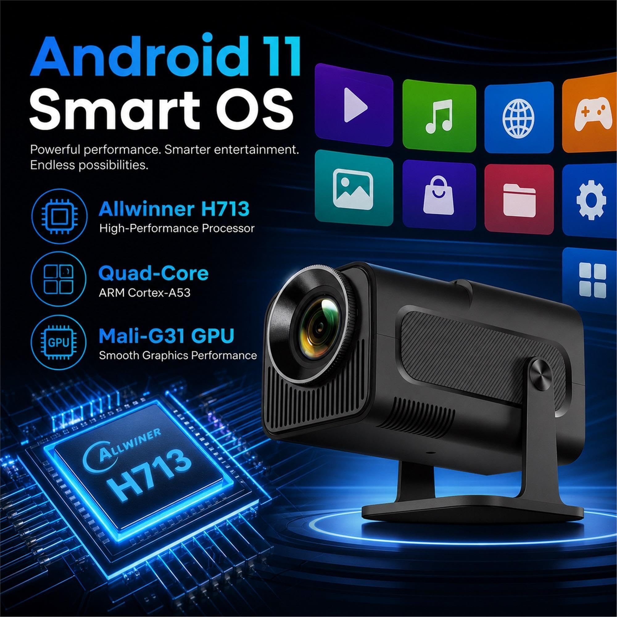 Proyector portátil Hy320 con 1080P Nativo